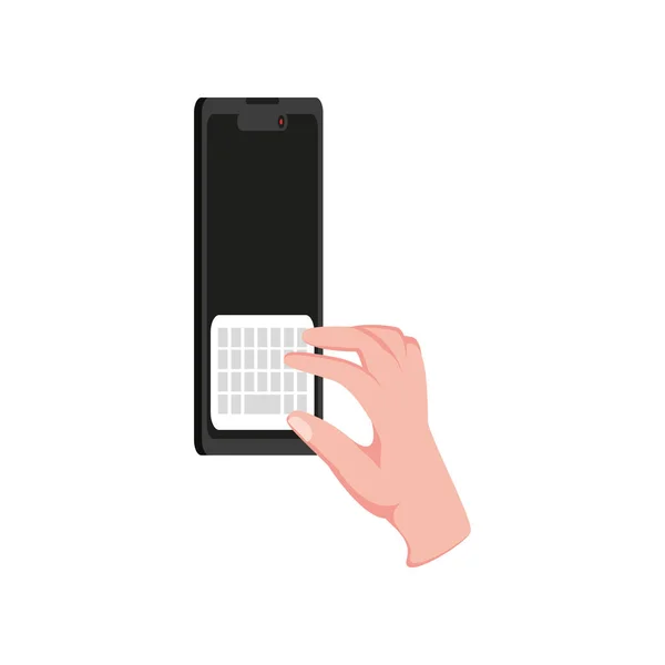 Hand berührt Smartphone-Bildschirm — Stockvektor