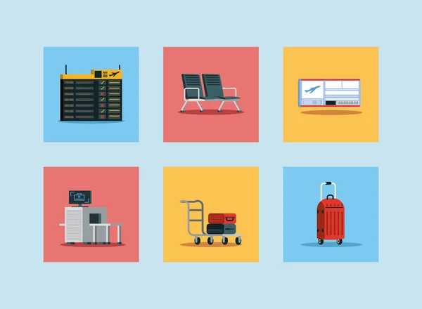 Icons airport equipment — Stockvektor