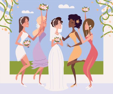 bride and bridesmaids portrait