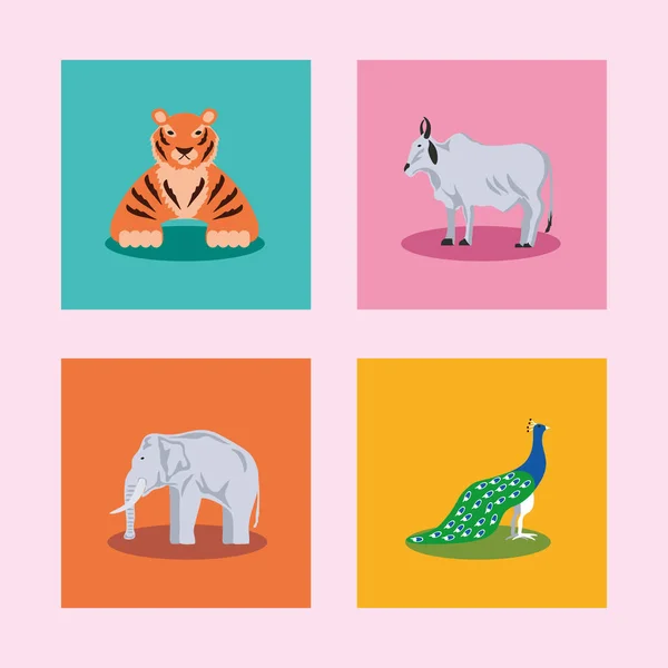 India exotic animals — Stockvektor