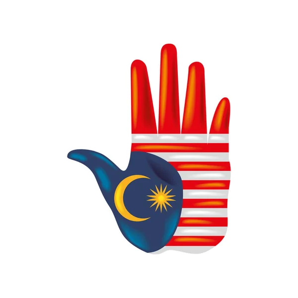 Hand with malaysia flag — Stock Vector