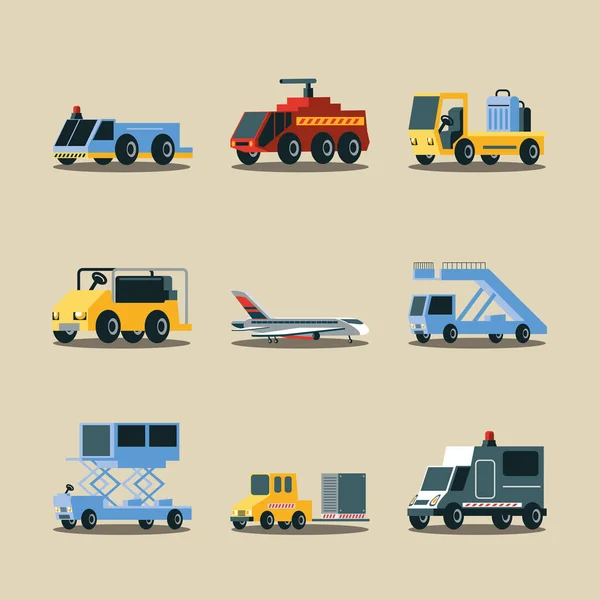 Set of airport truck and machine — Stockvektor