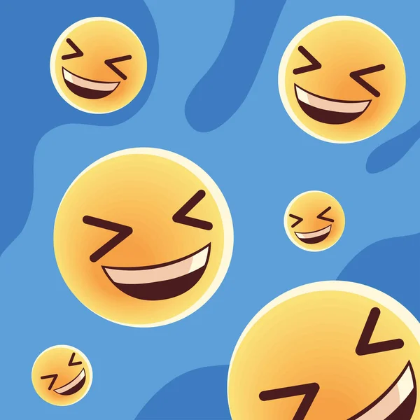 Happy emoji faces — Vetor de Stock