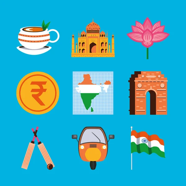 Иконы индийской культуры — стоковый вектор