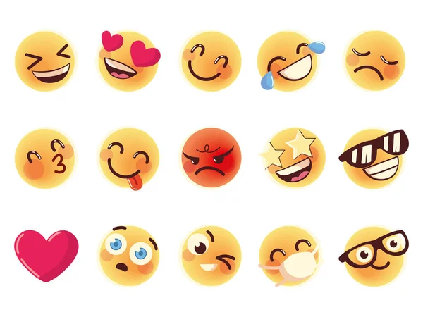 Icons set emoji — Stock Vector