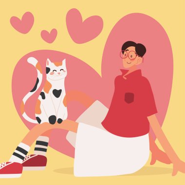 character with his cat