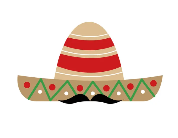 Chapéu mexicano com bigode — Vetor de Stock