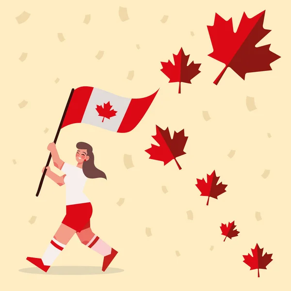 有加拿大国旗的铁人 — 图库矢量图片