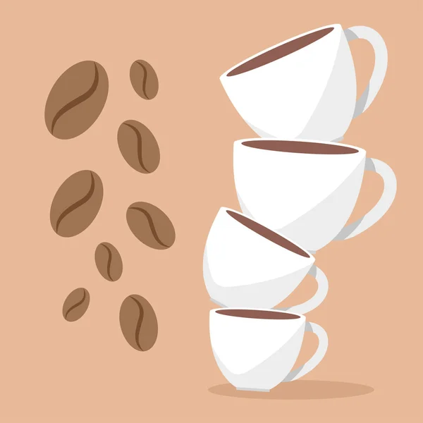 Stack of cups coffee — стоковый вектор