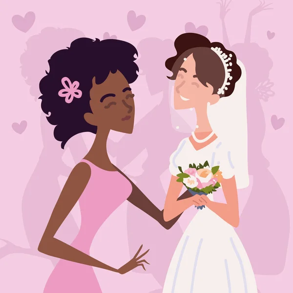 Wedding bridesmaid and bride — Vettoriale Stock