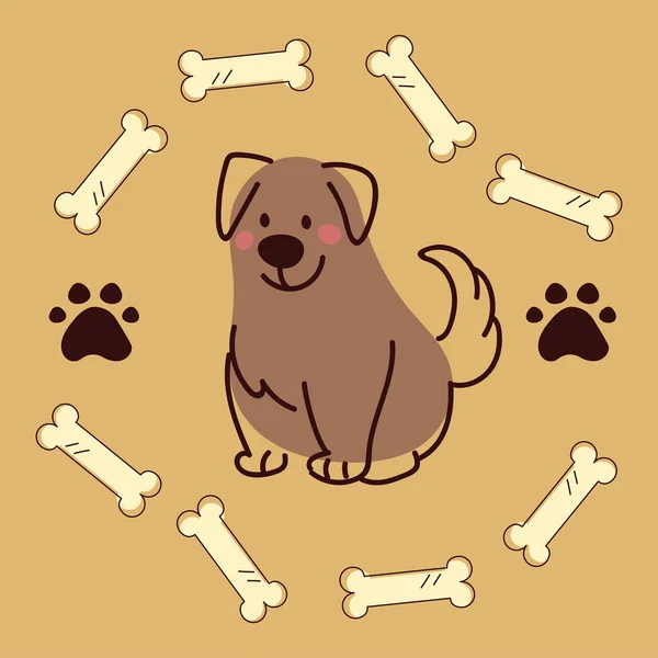 Cão animal de estimação e ossos — Vetor de Stock