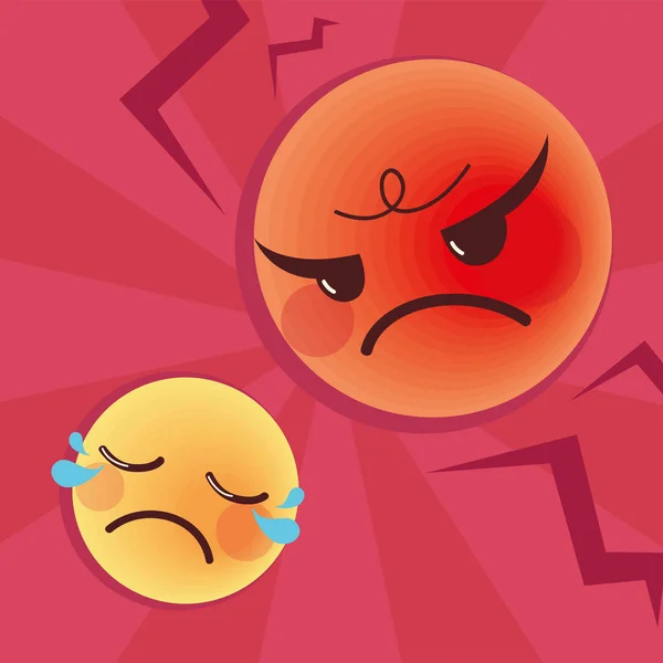 Angry and crying emoji — Archivo Imágenes Vectoriales
