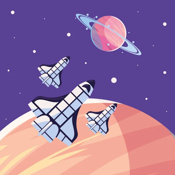 Spaceships space galaxy — Stockvektor
