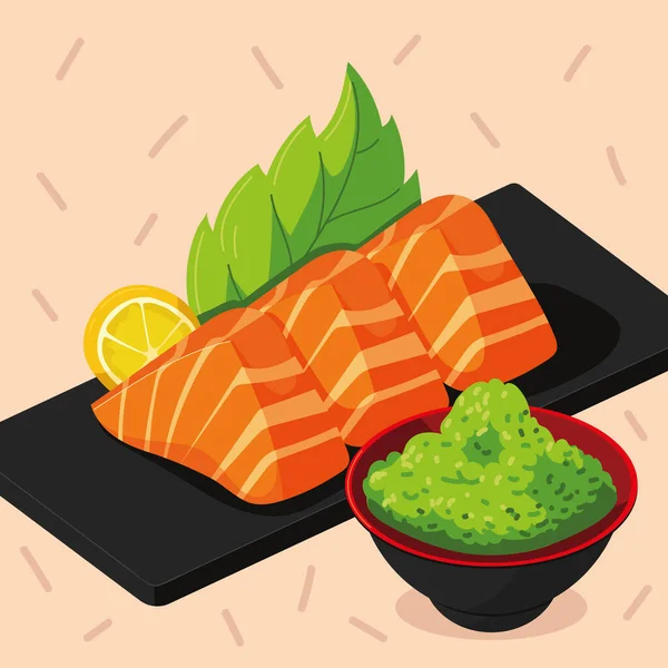 Salmon makanan Jepang. - Stok Vektor