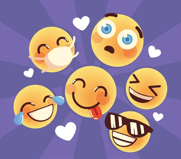 Set of funny emoji — Stock Vector