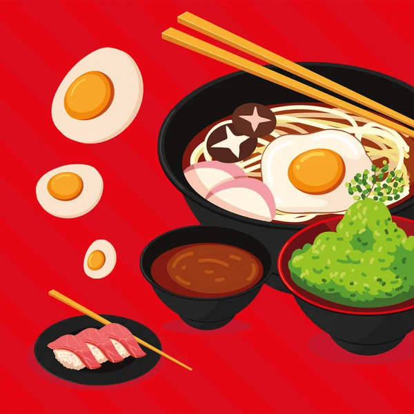 Японский векторный стиль еды — стоковый вектор