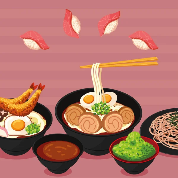 Japanese food recipes — Image vectorielle