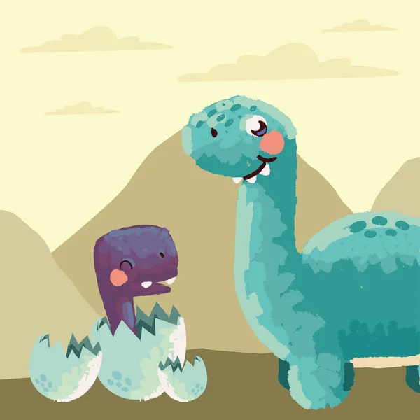 Söpö dinosaurukset äiti ja vauva — vektorikuva