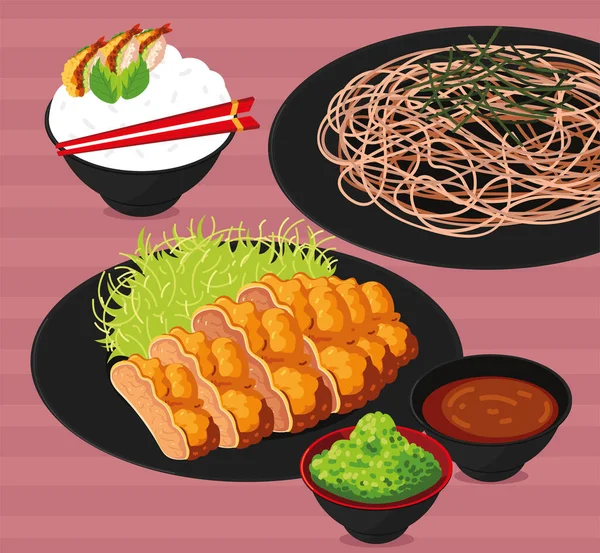 Comida fresca japonesa — Archivo Imágenes Vectoriales