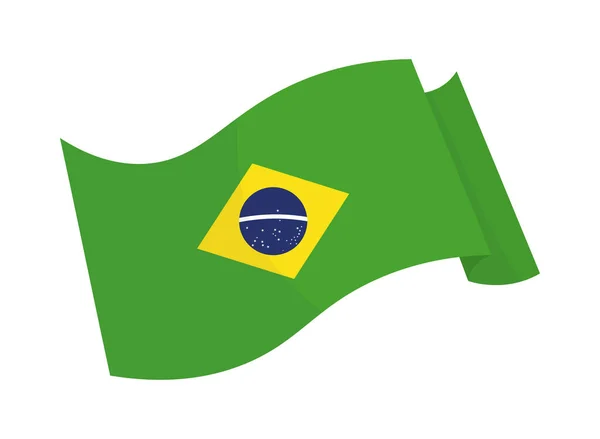 Zwaaiende vlag van Brazilië — Stockvector