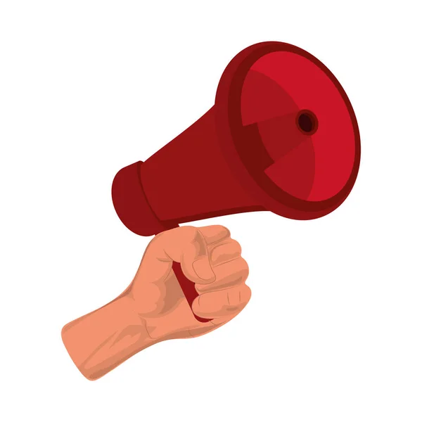 Protest hand with megaphone — Vector de stock