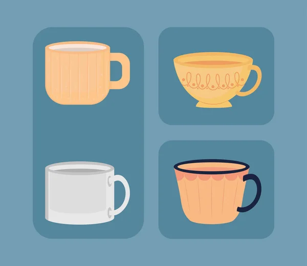 Icons cups kitchen — стоковый вектор