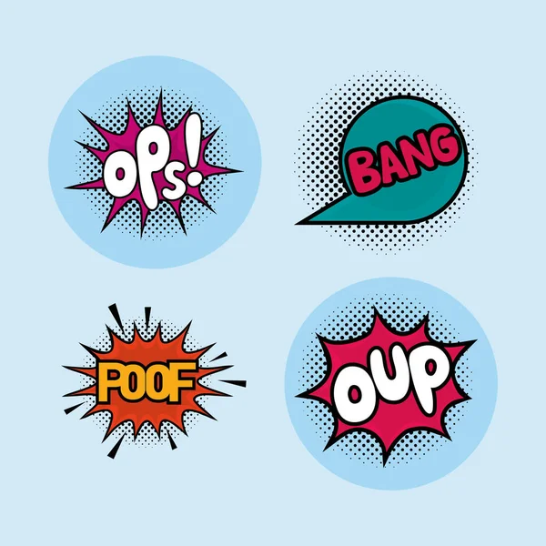 Set of comic bubbles with halftone dot — Stock Vector