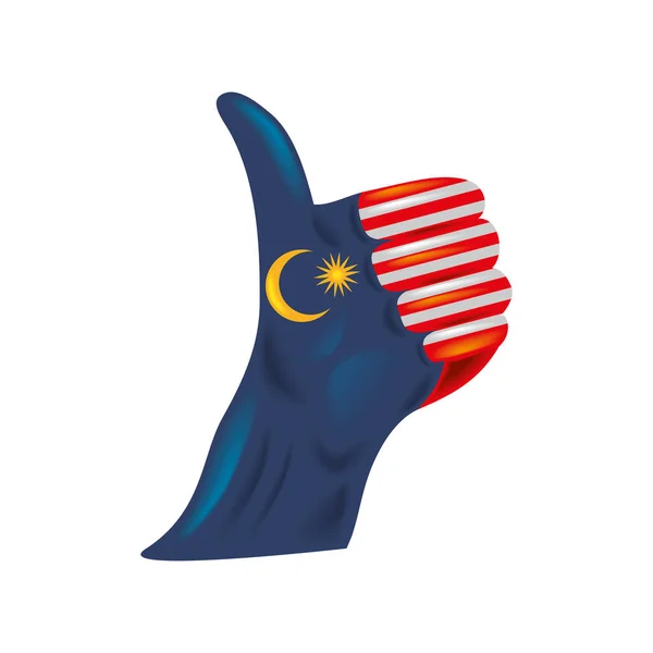 Jempol tangan ke atas, tanda malaysia - Stok Vektor