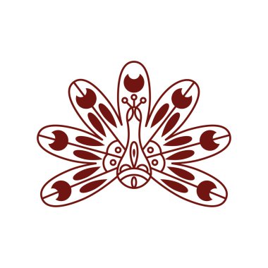 tavuskuşu zentangle biçimi simgesi izole edildi