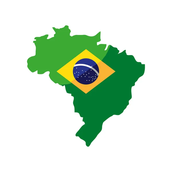 Brasil Mapa Ícone Bandeira Isolados — Vetor de Stock