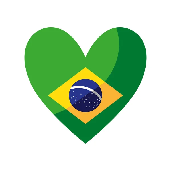 Brazil Flag Heart Icon Isolated — Stock Vector