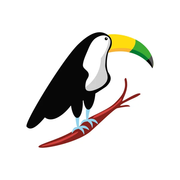 Toucan Dans Icône Branche Isolé — Image vectorielle