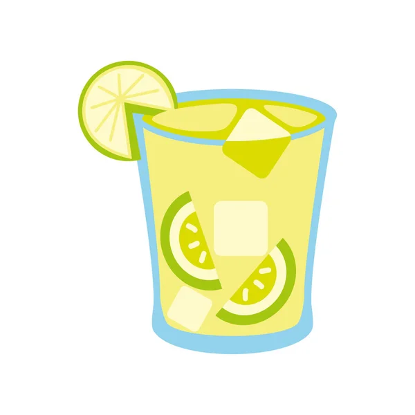 Cocktail Met Citroen Icoon Geïsoleerd — Stockvector