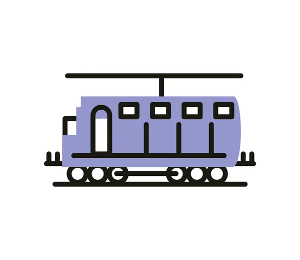 路面電車のワゴン輸送ラインと充填アイコン — ストックベクタ