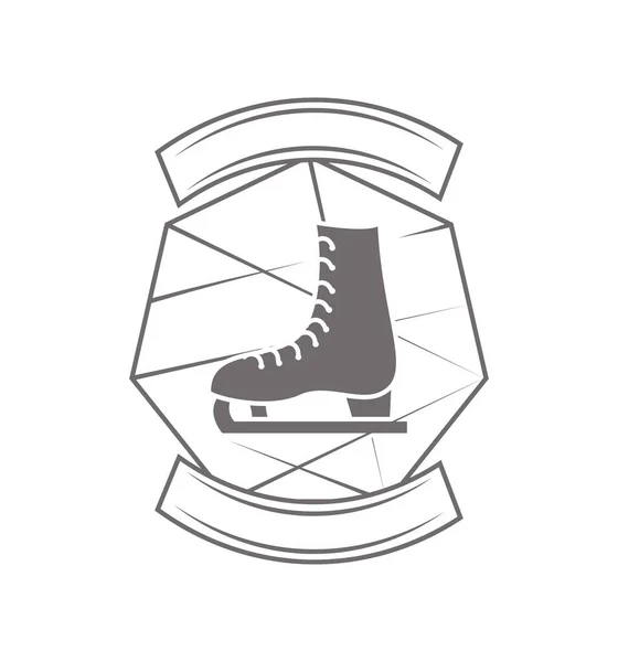 ice skate sport label icon isolated