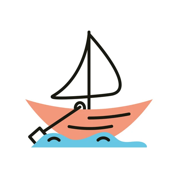 Zeilboot Vervoer Lijn Vul Pictogram — Stockvector