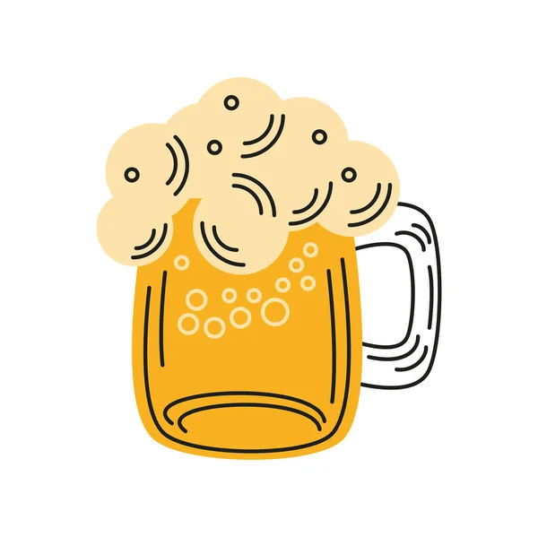 Caneca Cerveja Com Ícone Espuma Isolado — Vetor de Stock