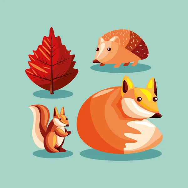 Symbole Herbst Tiere Saison Design — Stockvektor