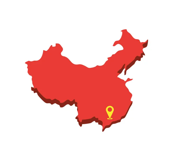 Карта Китая Расположение Значок Гуанчжоу — стоковый вектор