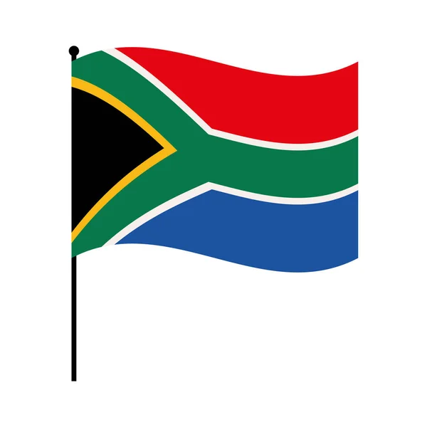 Sydafrika Flagga Med Stolpe Ikon — Stock vektor