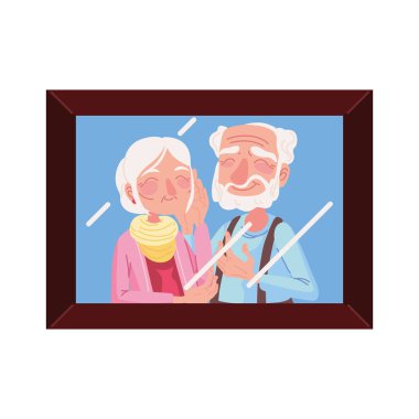 Büyük anne ve büyük baba resim izole daire