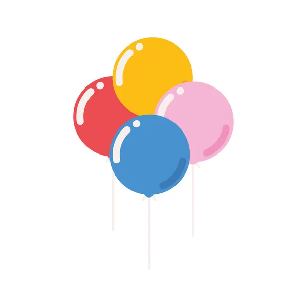 Bunch Balloons Party Icon Isolated — Vetor de Stock