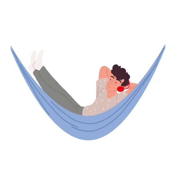 男人在独立的吊床图标中放松 — 图库矢量图片