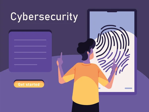 Ciberseguridad Empezar Estilo Vector — Archivo Imágenes Vectoriales