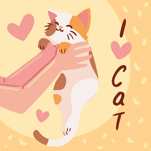 Ich Liebe Katzenkarten Design — Stockvektor