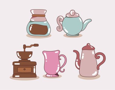 kahve simgeleri düz dizayn edildi