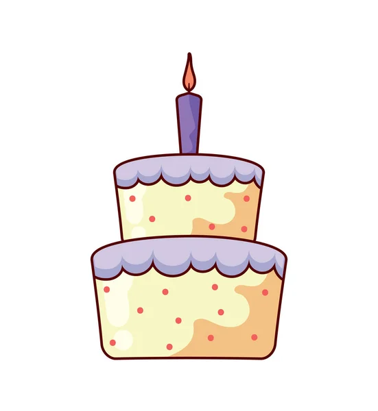 Милый День Рождения Торт Значок Изолирован — стоковый вектор