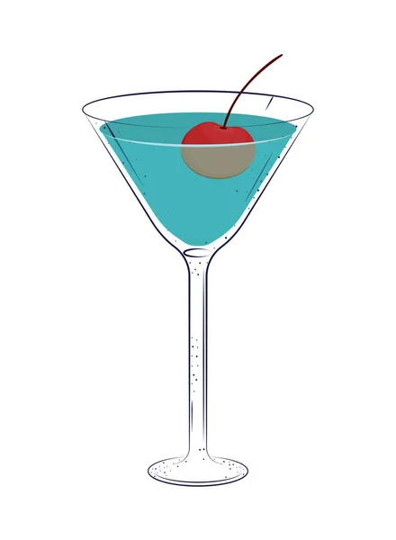 Cocktail Med Körsbärsikon Isolerad — Stock vektor