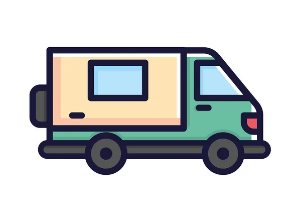 Camper Lkw Transport Cartoon Ikone — Stockvektor