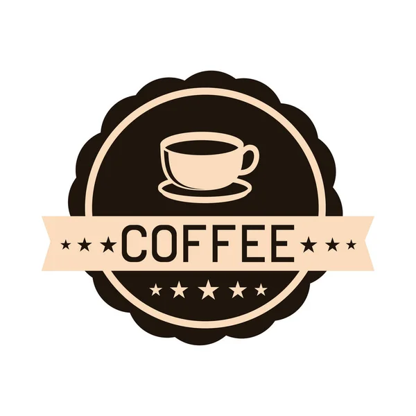 Koffie Winkel Label Pictogram Geïsoleerd — Stockvector